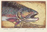 Jack Lee Cowin, Brook Trout #A.P., 1986, hand coloured etching on paper