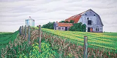 Bill Dixon, Untitled - Farmyard, 2005, arcylic on wood board