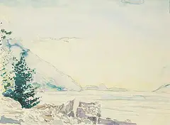 Edward Epp, Bawyer Island Morning Sky, 1988, watercolour and charcoal on paper