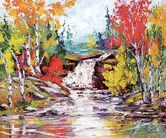 Fall-s in Love by Louise Falstrault, oil on canvas, sold Nov 2022