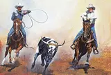 Adeline Halvorson, Untitled - Wrangling Cowboys