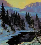 March Evening, St. Austin by Andrew Wilkie Kilgour, 1929, oil on canvas board, sold Nov 2022