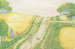 Hazel Georgina Litzgus, Testing the Crop, 1990, watercolour on paper
