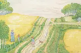 Hazel Georgina Litzgus, Testing the Crop, 1990, watercolour on paper