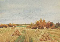 Untitled - On Booth Grid North of Nokomis by Ernest Luthi, 1970, watercolour on paper, sold Nov 2022