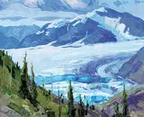 Jerry Markham, The Toe of Salmon Glacier, oil on wood board