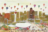Irene E. McCaugherty, Olympic 1988 Calgary Skyline, watercolour and mixed media on paper