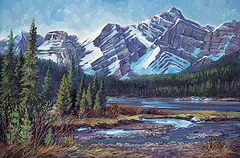 Jeanette McClelland, Mt Foch - Lower Kananaskis Lake, oil on canvas