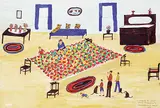 Irene E. McCaugherty, Learning to Quilt [Wheelerville Series], 1992, watercolour and ink on paper