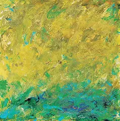 Barbara McGivern, Study for Green Yellow Square, mixed media on canvas
