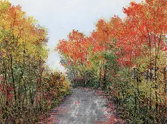 Sylvia Naylor, Autumn Colours The Woods, 2005, watercolour and embroidery on fabric