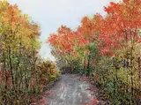 Sylvia Naylor, Autumn Colours The Woods, 2005, watercolour and embroidery on fabric