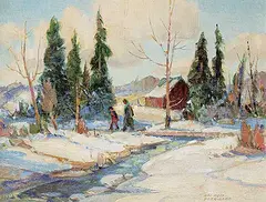 Hal Ross Perrigard, Winter Greens - Eastern Townships, oil on wood board
