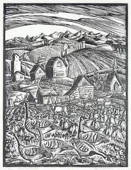 Alberta Rural #18/25 by Clifford Foard Robinson, lino block on paper, sold Nov 2022