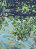 Rene Thibault, Reflections in a Pond, acrylic on canvas