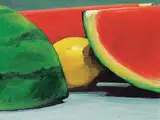 Les Thomas, Watermelon Slices and Lemon, 1993, oil on wood board