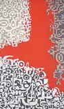 Greg Harland Arnold, Untitled - Symbols and Red, 1964, oil on wood board