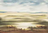 Stanford Earl Blodgett, Prairie and Pond, 1988, watercolour on paper board
