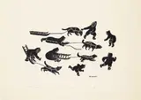 Peter Aliknak, Children Playing #26/50, 1973, stonecut on paper