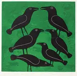 Kenojuak Ashevak, Ravens Gather #10/50, 1995, colour etching on paper