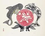 Sorosiluto Ashoona, Angako's Dream #18/50, 1972, colour stonecut on paper