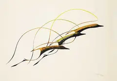 Kenneth Benjamin Chee Chee, Untitled - Three Birds #61/75, colour lithograph on paper