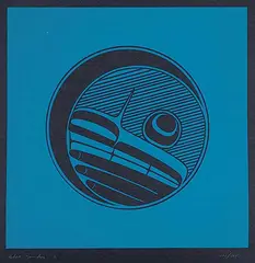 Moon [Green on Black] #223/364 by Robert Davidson, 1976, silkscreen on paper, sold Sep 2022