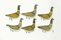 Kellypalik Etidlooie, Marching Birds #38/50, 1981, colour stonecut on paper