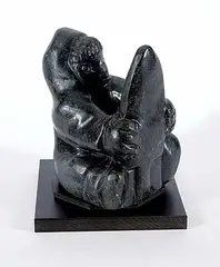 Johnny Inukpuk, Untitled - Shaping the Skin, 1993, black stone carving