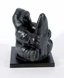 Johnny Inukpuk, Untitled - Shaping the Skin, 1993, black stone carving