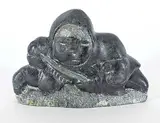 Johnny Inukpuk, Untitled - Today's Catch, grey stone carving