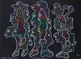 No Time Today by Jessie Ukpatauyaq Kenalogak, 2007, pencil crayon on paper, sold Sep 2022