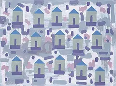 George Littlechild, Reserve Housing, 1986, acrylic on paper