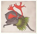 Kavavaow Mannomee, Spring Caribou #4/50, 1995, colour etching on paper