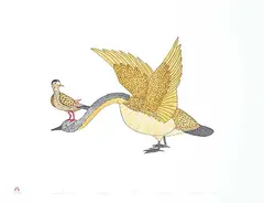 Kavavaow Mannomee, Surprised Goose #25/50, 1998, colour lithograph on paper