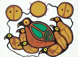 Norval Morrisseau, Loon Mother and Brood #290/500, colour silkscreen on paper