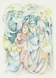 Daphne Odjig, Harmony in Nature, coloured pencil on paper