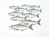 Aoudla Pudlat, Migrating Fish #21/50, 1993, colour lithograph on paper