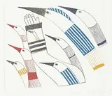 Pudlo Pudlat, Intruder Among the Loons #13/25, 1984, colour etching on paper