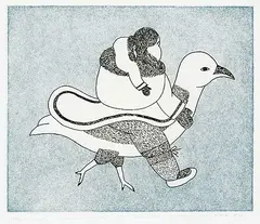 Mary Pudlat, Riding on a Bird #19/25, 1980, colour etching on paper