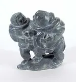 Leah Qumaluk, Untitled - The Discussion, green stone carving