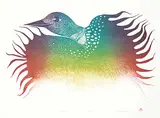 Pitaloosie Saila, Loon at Sunrise #5/50, 1994, colour lithograph on paper