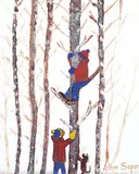 Allen Sapp, Untitled - Playing with Trees, acrylic on canvas