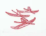 Joe Talirunili, Hunters in Kayak #5/35, 1972, stonecut on paper