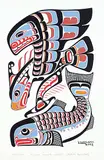 Lloyd Wadhams, T. Bird Killer Whale Salmon Kwakiutl #173/200, 1992, colour silkscreen on paper