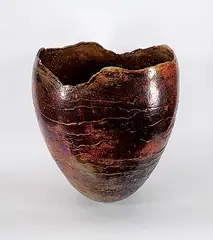 Untitled - Large Raw Edge Vessel by Elke Blodgett, glazed ceramic, sold Sep 2022