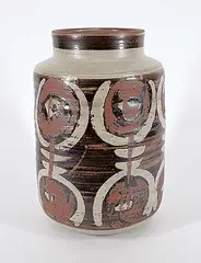 Walter Gibson Dexter, Untitled - Brown Figures Pot, partially glazed ceramic