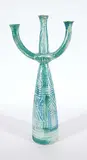 Theo and Susan Harlander, Untitled - Blue Candleholder, glazed ceramic