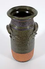 Neil James Liske, Untitled - Green and Brown Vase with Handles, glazed ceramic