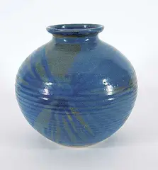 Franco Lo Pinto, Untitled - Blue and Green Stroke Pot, 1984, glazed ceramic